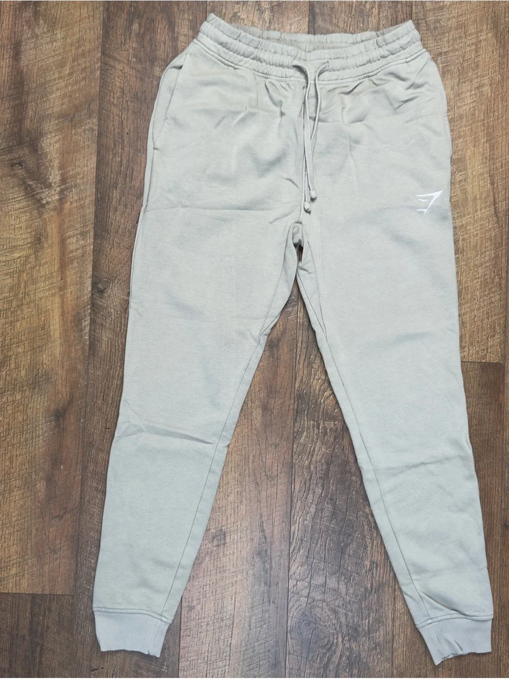Gymshark Crest Joggers Mens Size Small Sage Green Tapered Sweatpants Snap Pocket - Picture 1 of 7